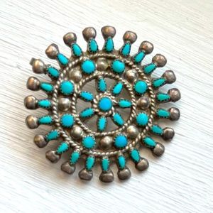 Antique Native American Turquoise and Silver Pendant